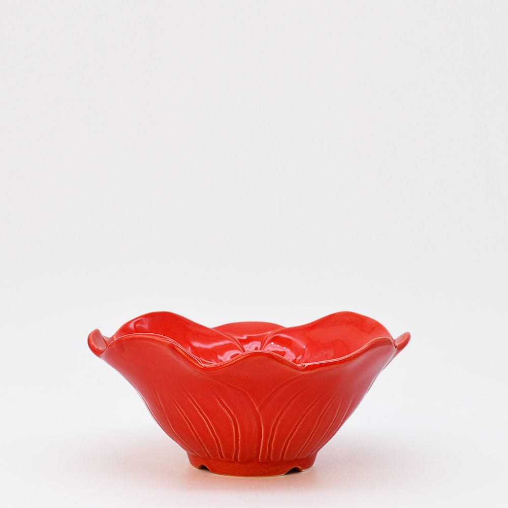Saladier individuel en forme de fleur rouge Saladier individuel en céramique "Papoila" - Rouge