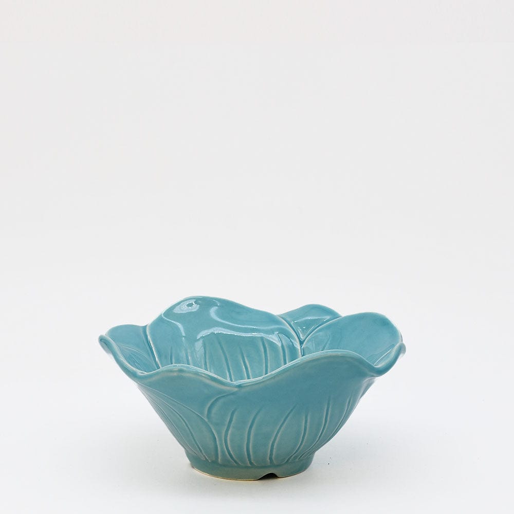 Saladier individuel en forme de fleur turquoise Saladier individuel en céramique "Papoila" - Turquoise