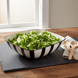 Saladier rayé noir et blanc I Vaisselle du Portugal en ligne Saladier rayé "Costa Nova Mar" 28cm - Noir