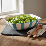 Saladier rayé turquoise et blanc I Vaisselle du Portugal en ligne Saladier rayé "Costa Nova Mar" 28cm - Turquoise