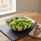 Saladier rayé vert et blanc I Vaisselle du Portugal en ligne Saladier rayé "Costa Nova Mar" 28cm - Vert