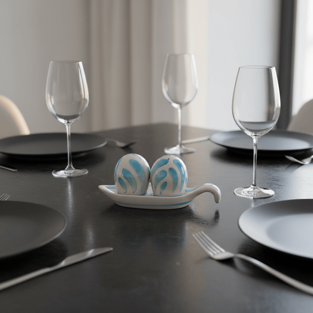 Salière & poivrière en céramique portugaise turquoise Salière & poivrière en céramique "Andorinha" - Turquoise