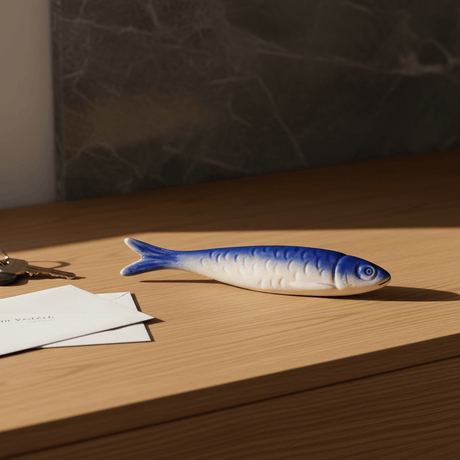 Sardine bleue et blanche en céramique portugaise Sardine en céramique de Caldas da Rainha - Bleu