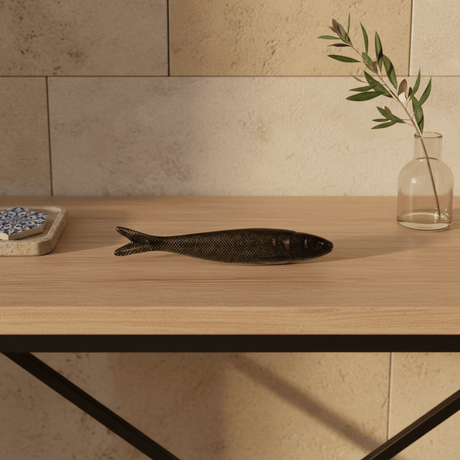 Sardine Décorative en Céramique avec Motifs Portugais Sardine en céramique naturaliste de Caldas da Rainha