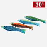 Sardine en verre de Marinha Grande Verte Jaune I Artisanat portugais Sardine en verre de Marinha Grande