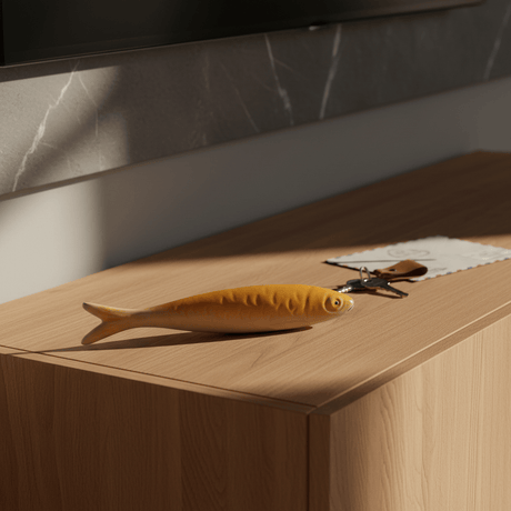 Sardine jaune et blanche en céramique portugaise Sardine en céramique de Caldas da Rainha - Jaune