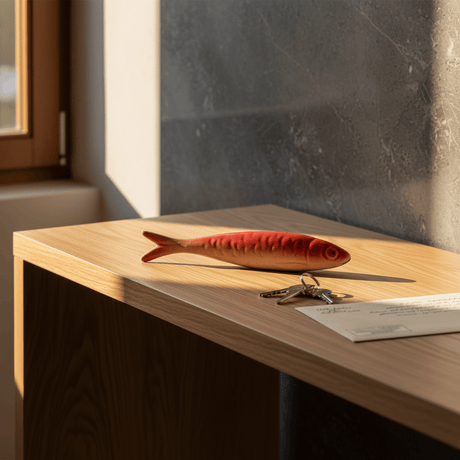 Sardine rouge et blanche en céramique portugaise Sardine en céramique de Caldas da Rainha - Rouge