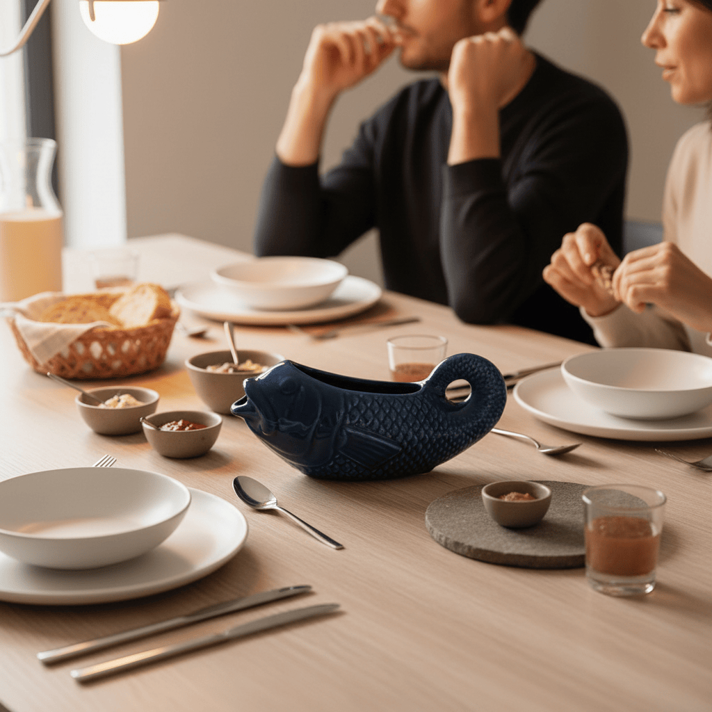 Saucière bleue en céramique en forme de poisson Saucière en céramique en forme de Poisson - Bleu