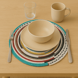 Set de table en coton I Produit artisanal portugais Set de table en fibres naturelles recyclées