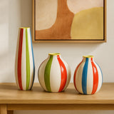 Soliflore boule rayé multicolore I Vases en céramique du Portugal Vase boule rayé - Multicolore