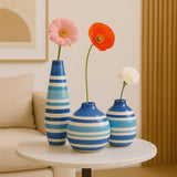 Soliflore ovale rayé bleu I Vases en céramique du Portugal Vase ovale rayé - Bleu