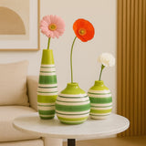 Soliflore ovale rayé vert  I Vases en céramique du Portugal Vase ovale rayé - Vert