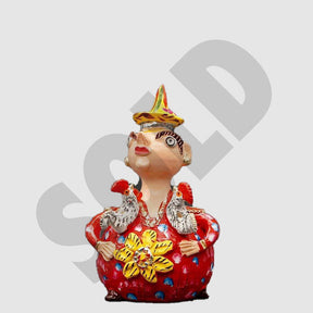 Statuette en terre cuite 25cm de Julia Cota Boneca aos passarinhos 25 cm - Jùlia Côta