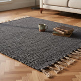 Tapis artisanal gris foncé I Tapis artisanal portugais Tapis Artisanal - Gris foncé