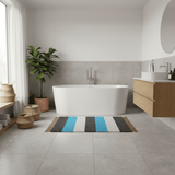 Tapis artisanal rayé bleu I Tapis artisanal portugais Tapis Artisanal rayé -Turquoise . gris. gris foncé