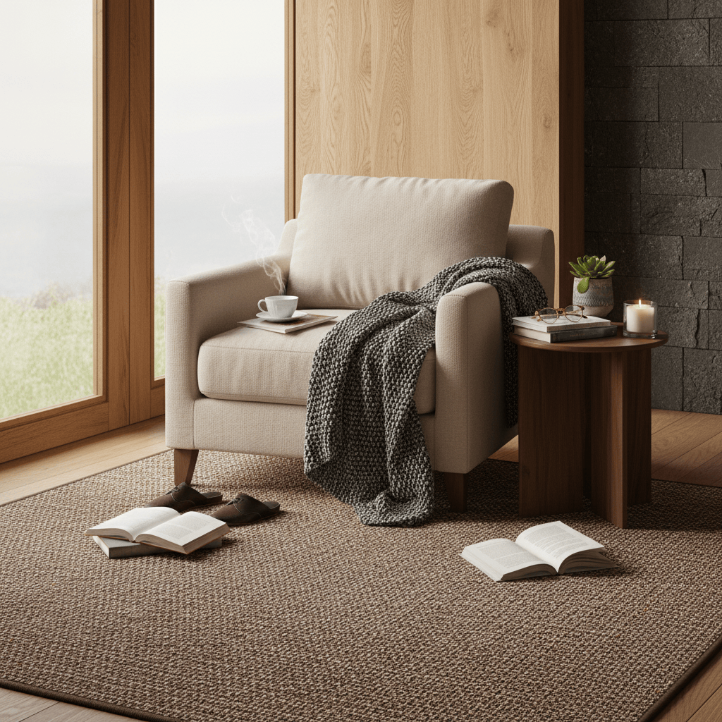 Tapis maron en fibres mélangées I Fabrication artisanale portugaise Tapis en fibres mélangées - Marron