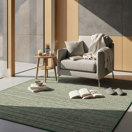 Tapis vert en fibres mélangées I Fabrication artisanale portugaise Tapis en fibres mélangées - Vert