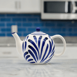 Théière boule en céramique portugaise bleue Théière boule en céramique "Andorinha" - Bleue