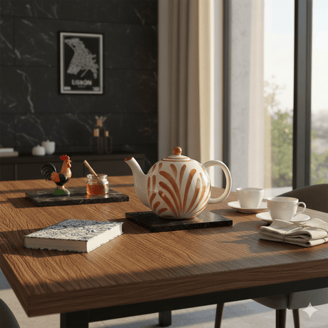 Théière boule en céramique portugaise terracotta Théière boule en céramique "Andorinha" - Terracotta