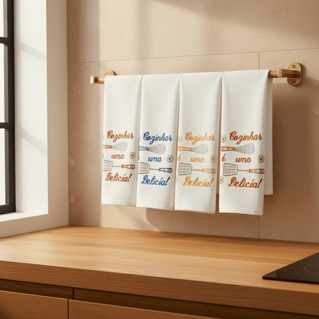 Torchon de cuisine brodé à motifs portugais Torchon de cuisine brodé "Delicia"