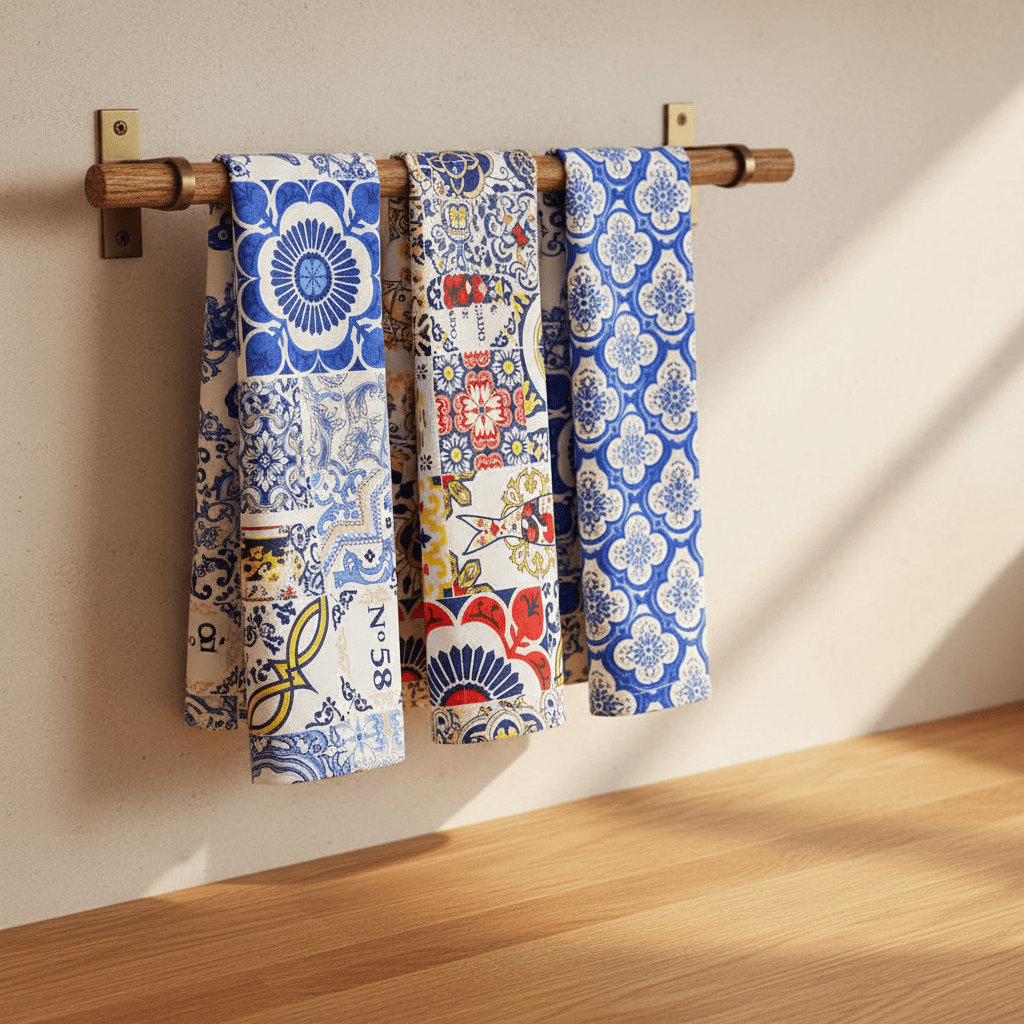 Torchon de cuisine coton à motifs azulejos Torchon de cuisine "Azulejos"