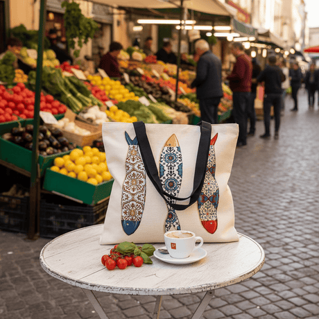 Tote bag portugais avec illustrations de sardines Tote bag "Sardinhas"