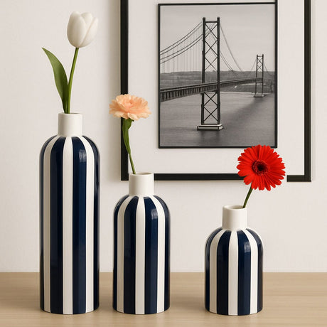 Vase costa Nova Bleu cobalt I Vases en céramique du Portugal Vase rayé "Costa Nova" - Bleu cobalt