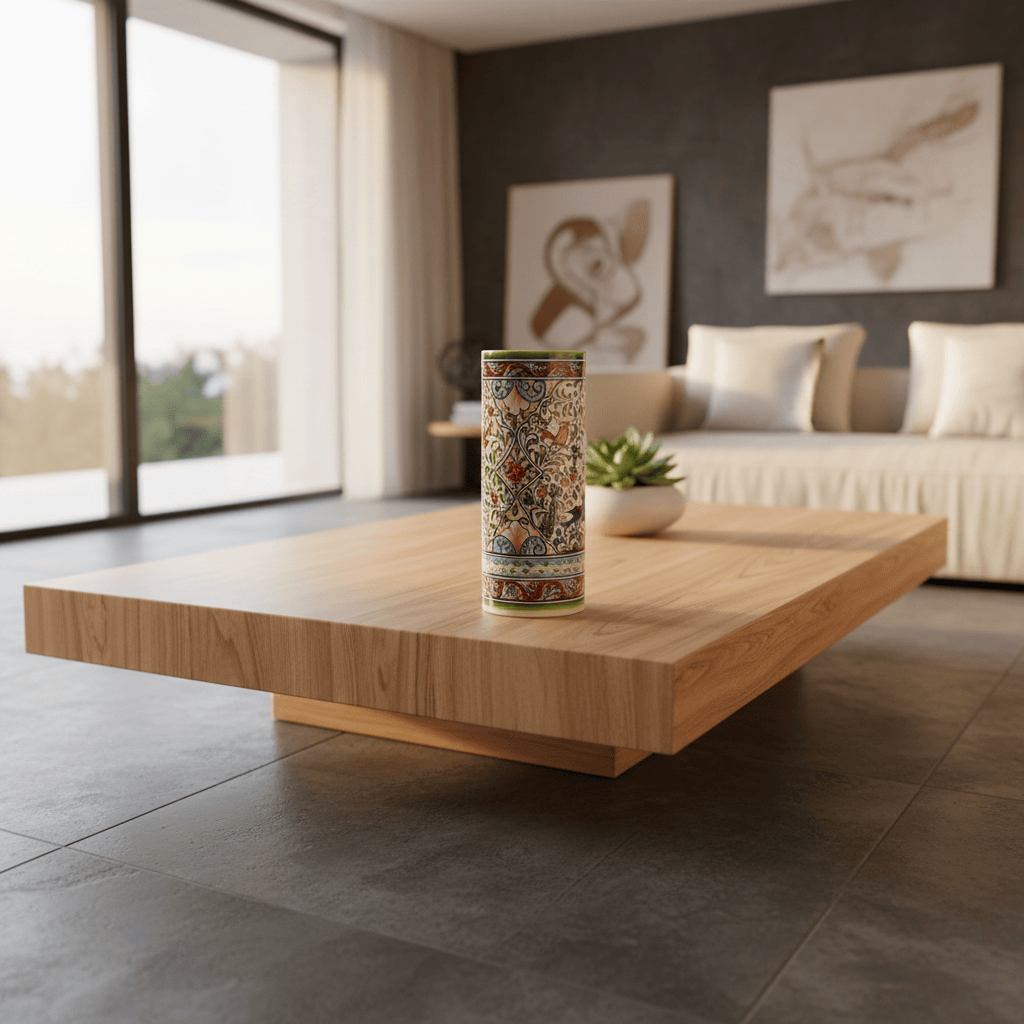 Vase cylindrique multicolore en céramique de Coimbra Vase en céramique de Coimbra