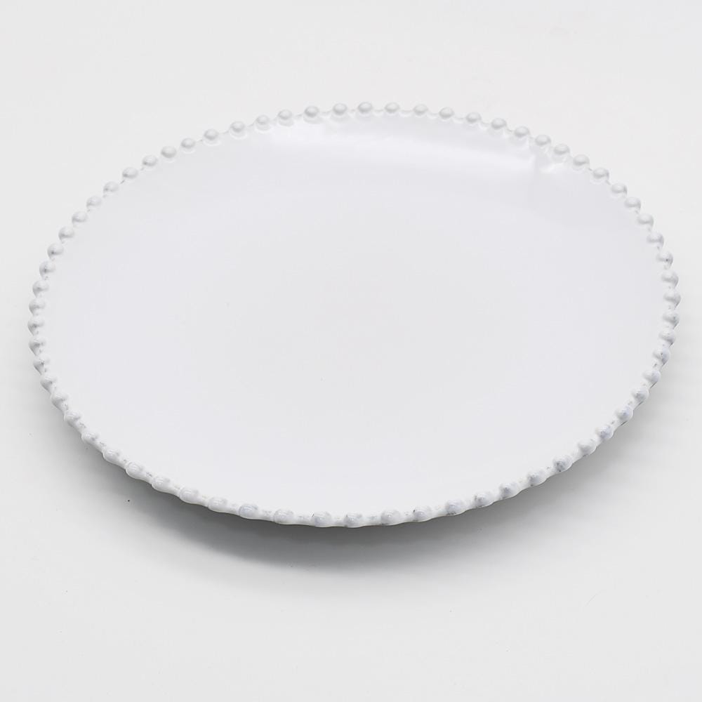 Assiette blanche en grès 22cm I Vaisselle portugaise Assiette en grès "Pérola" 22cm