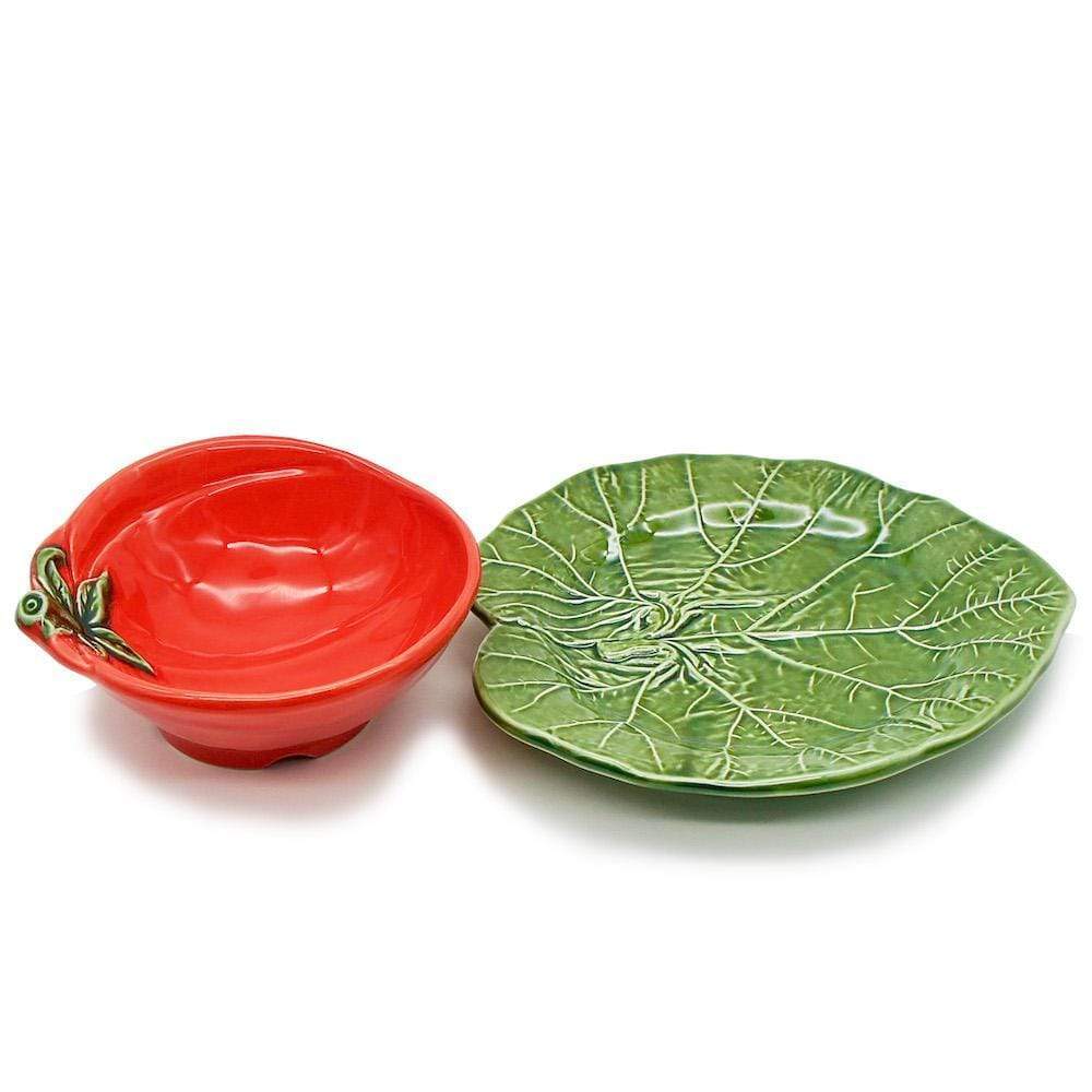 Bol & assiette en céramique en forme de tomate