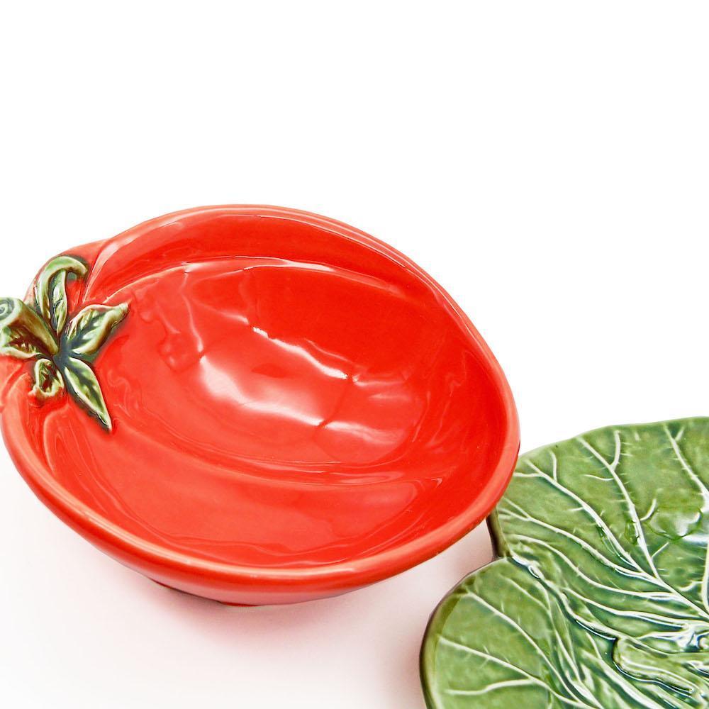Bol & assiette en céramique en forme de tomate