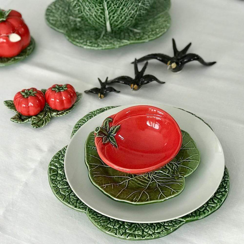 Bol & assiette en céramique en forme de tomate
