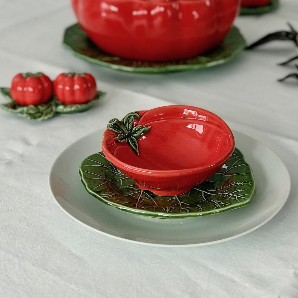 Bol & assiette en céramique en forme de tomate