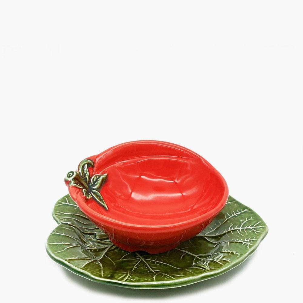 Bol & assiette en céramique en forme de tomate