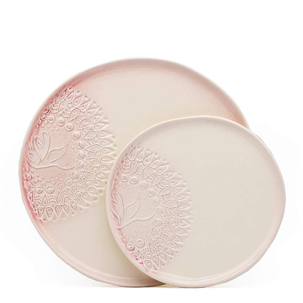 Assiette en céramique rose et blanche I Motifs étoile de mer Assiette "Estrela do mar" rose et blanche - 27 cm