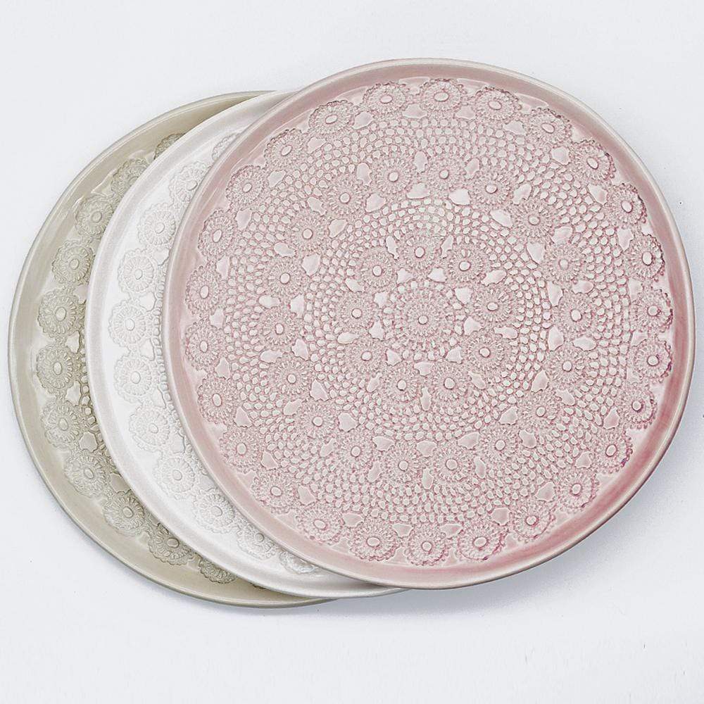 Assiette en céramique rose I Motifs dentelles portugaises – Luisa