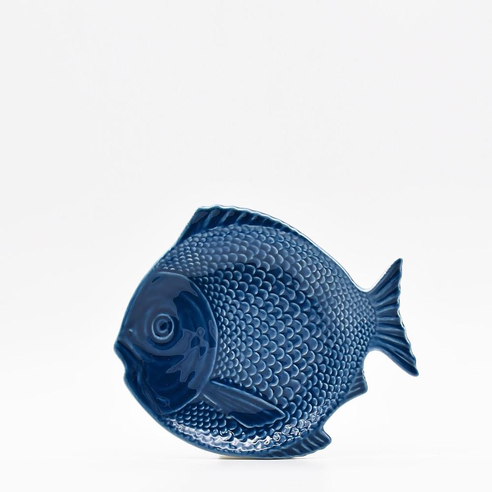 Assiette en forme de poisson 20cm bleue I Vaisselle artisanale du Portugal Assiette en forme de Poisson 20 cm - Bleue