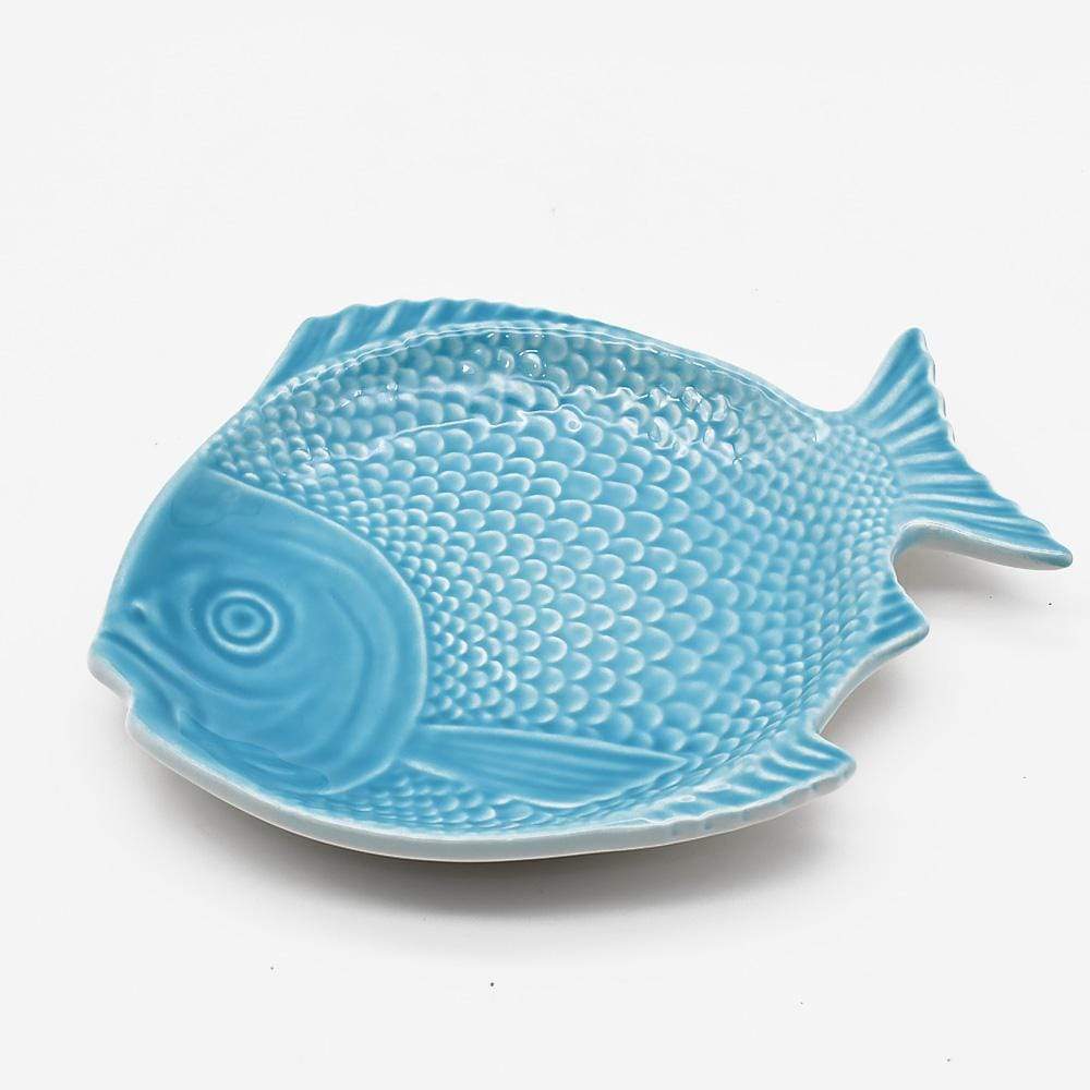Assiette en forme de poisson 20cm turquoise I Vaisselle artisanale du Portugal Assiette en forme de Poisson 20 cm - Turquoise
