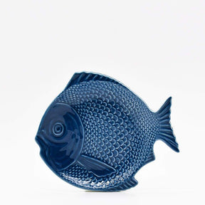 Assiette en forme de poisson bleue I Vaisselle artisanale du Portugal Assiette creuse en forme de Poisson 25 cm - Bleue