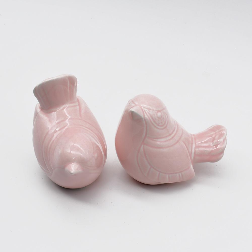 Assiette en porcelaine portugaise I Vaisselle du Portugal en ligne Paire d'oiseaux en céramique - 12 couleurs Rose
