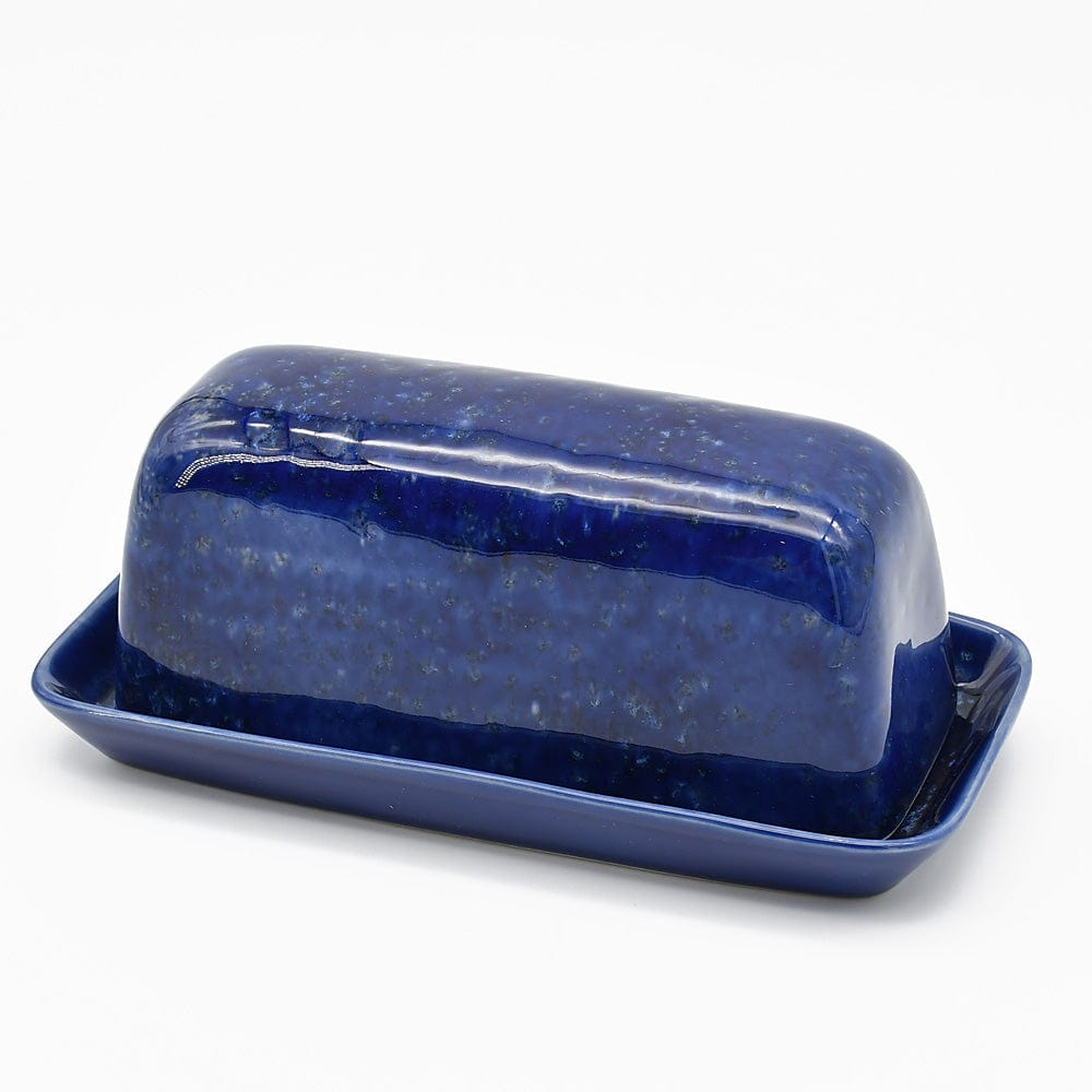 Assiette haute émaillée bleue I Vaisselle portugaise Beurrier en grès “Abbey" - 20cm