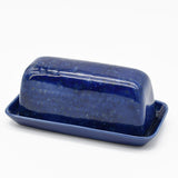 Assiette haute émaillée bleue I Vaisselle portugaise Beurrier en grès “Abbey" - 20cm