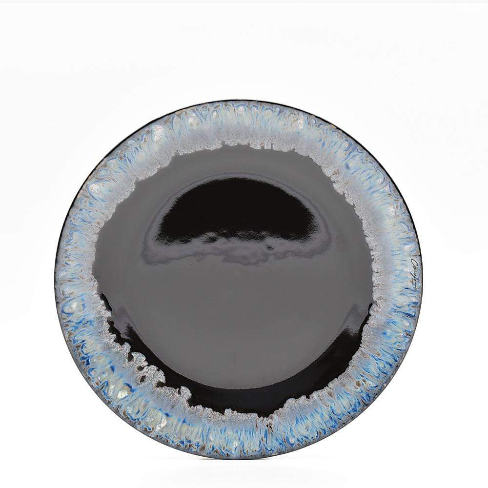 Assiette principale noire en grès 27cm I Vaisselle portugaise Assiette en grès "Ondas" 27cm - Noir