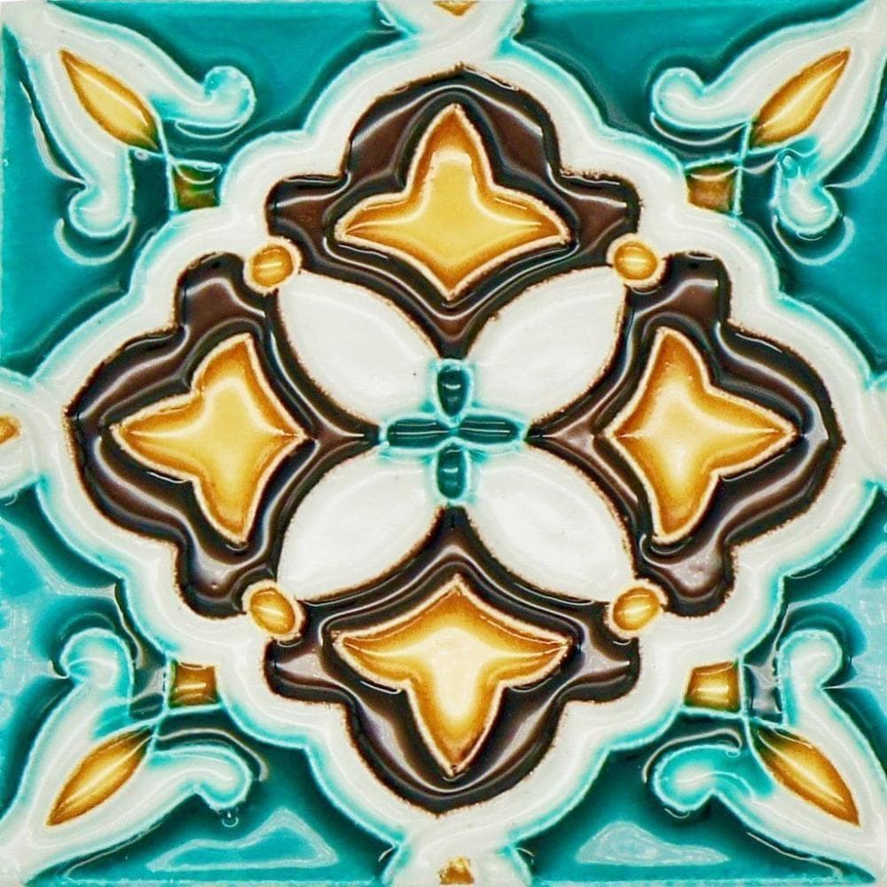 Spanish-Moorish Azulejo 8.5x8.5 cm