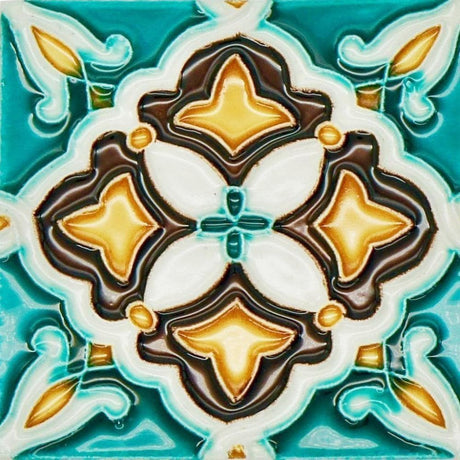 Spanish-Moorish Azulejo 8.5x8.5 cm