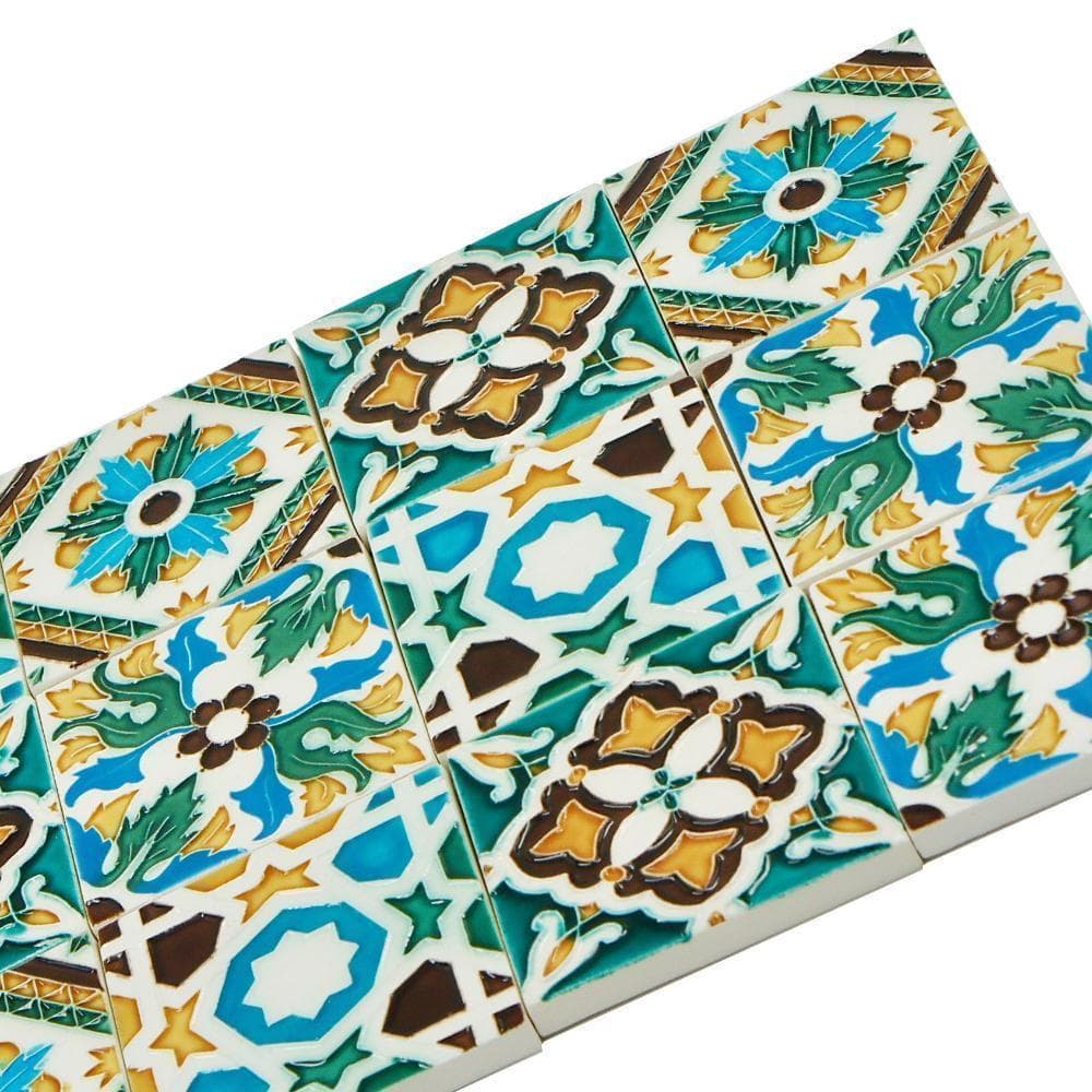 Spanish-Moorish Azulejo 8.5x8.5 cm