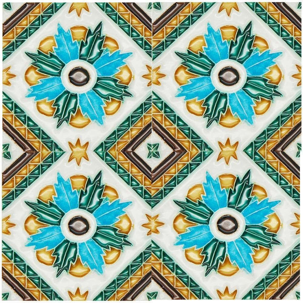 Spanish-Moorish Azulejo 8.5x8.5 cm