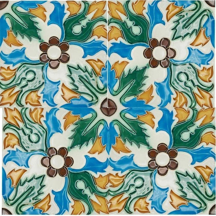 Spanish-Moorish Azulejo 8.5x8.5 cm