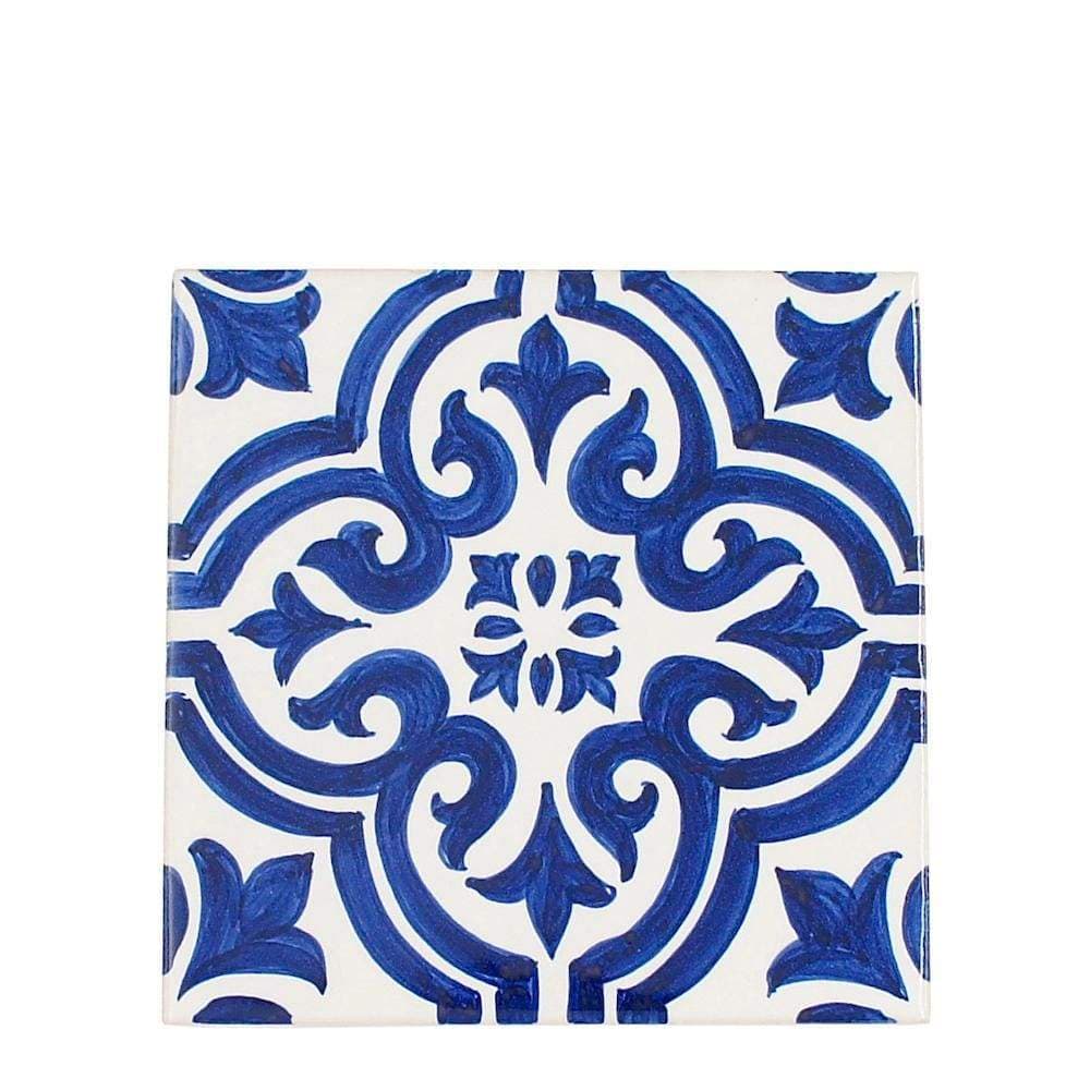 Azulejo Padrao I Azulejo portugais artisanal 14 cm Azulejo Padrão 14x14cm Bleu Cobalt