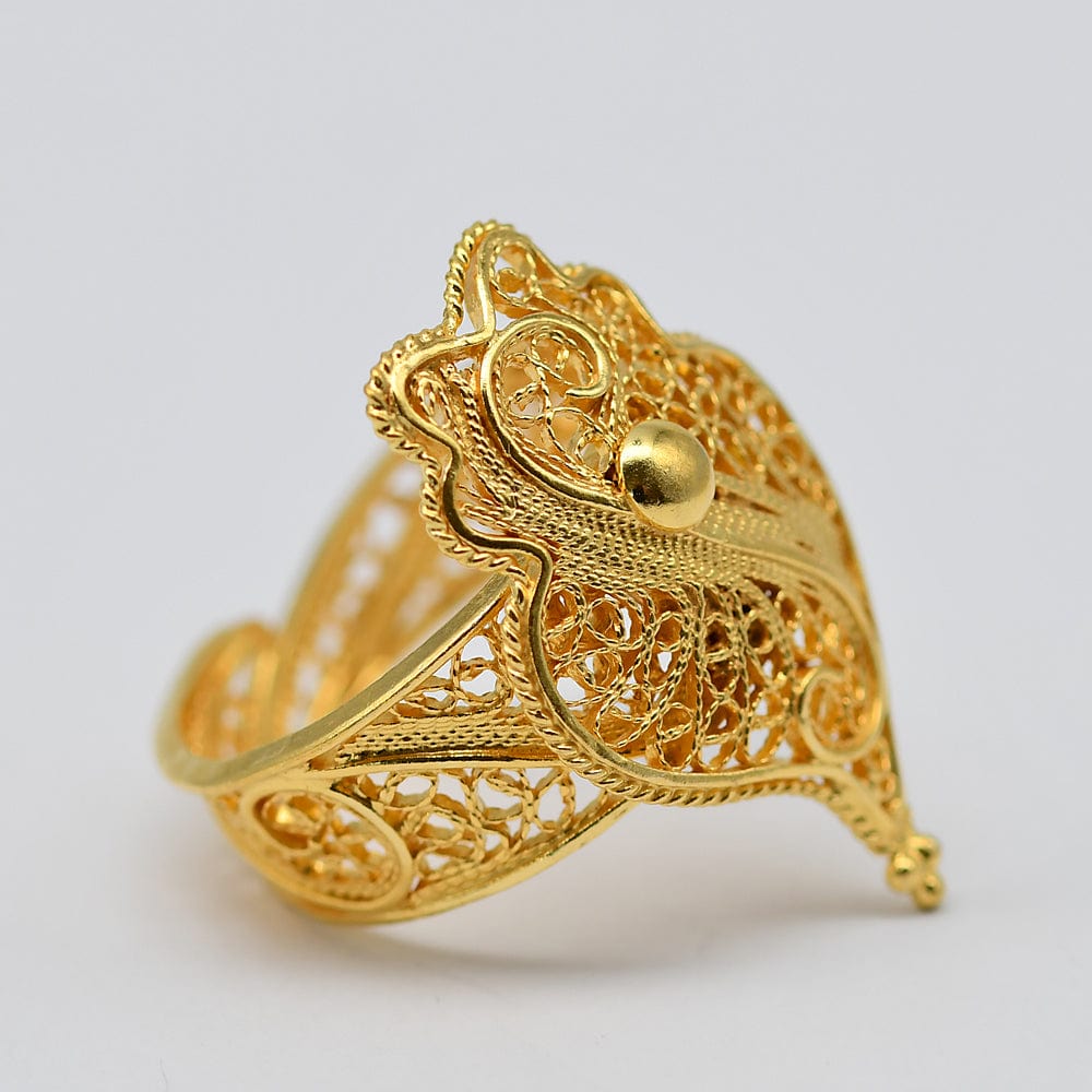 Bague coeur de Viana en filigrane d'argent I Vente en ligne Coração de Viana I Bague en argent doré